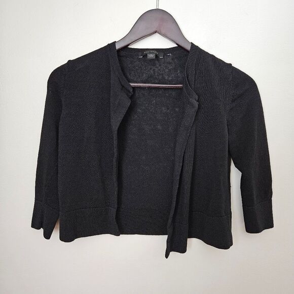 Ann Taylor Cardigan Sweater Short Business Casual Neutral Black Knit Classic - Picture 10 of 10